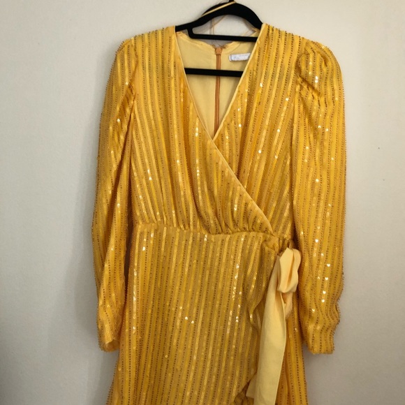 TALULAH Yellow Beaming Beaded Mini Cocktail Dress - Picture 2 of 6